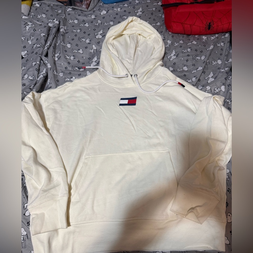 Tommy Hilfiger Cream Logo Hoodie - women’s Pullover
